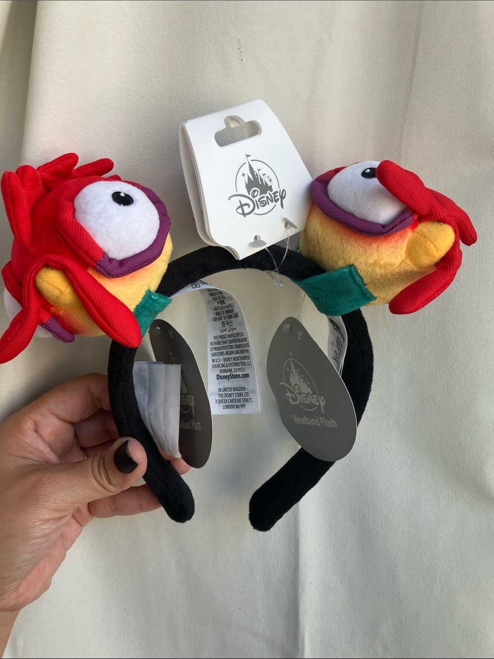 Disney Plush Sebastian Crab Headband - Red, Yellow, Purple & Black